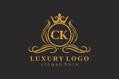 CK Letter Kraliyet Lüks Logosu Restoran, Kraliyet, Butik, Cafe, Otel, Heraldic, Mücevher, Moda ve diğer vektör çizimleri için vektör sanatı şablonu.