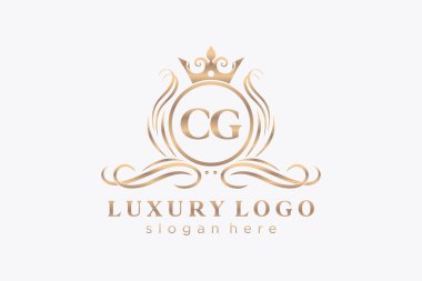 Restaurant, Royalty, Boutique, Cafe, Hotel, Heraldic, Mücevher, Moda ve diğer vektör illüstrasyonları için CG Kraliyet Logosu şablonu.