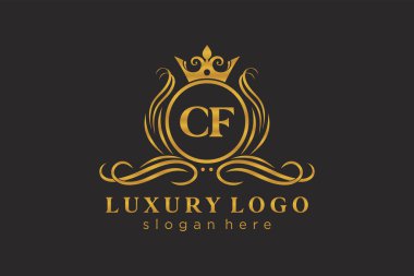 CF Kraliyet Logosu Restoran, Kraliyet, Butik, Cafe, Otel, Heraldic, Mücevher, Moda ve diğer vektör ilüstrasyonları için vektör sanatı şablonu.