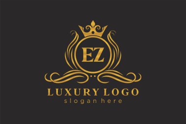 EZ Letter Kraliyet Logosu Restoran, Kraliyet, Butik, Cafe, Otel, Heraldic, Mücevher, Moda ve diğer vektör ilüstrasyonları için vektör sanatı şablonu.