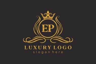 Restaurant, Royalty, Boutique, Cafe, Hotel, Heraldic, Jewelry, Fashion ve diğer vektör illüstrasyonları için AP Kraliyet Logosu şablonu.