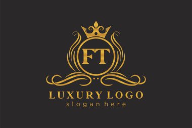 FT Kraliyet Logosu Restoran, Kraliyet, Butik, Cafe, Otel, Heraldic, Mücevher, Moda ve diğer vektör ilüstrasyonları için vektör sanatı şablonu.
