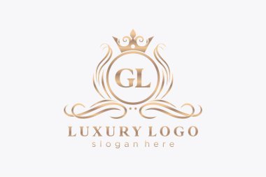 GL Letter Kraliyet Logosu Restoran, Kraliyet, Butik, Cafe, Otel, Heraldic, Mücevher, Moda ve diğer vektör ilüstrasyonları için vektör sanatı şablonu.