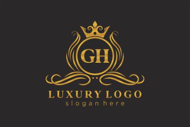 GH Letter Kraliyet Logosu Restoran, Kraliyet, Butik, Cafe, Otel, Heraldic, Mücevher, Moda ve diğer vektör çizimleri için vektör sanatı şablonu.