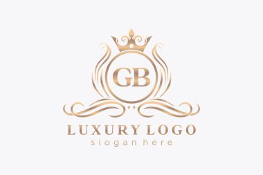Büyük Harf Kraliyet Logosu Restoran, Kraliyet, Butik, Cafe, Otel, Heraldic, Mücevher, Moda ve diğer vektör çizimleri için vektör sanatı şablonu.