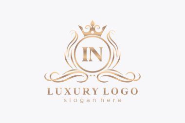 In Letter Royal Luxury Logosu Restoran, Kraliyet, Butik, Cafe, Otel, Heraldic, Mücevher, Moda ve diğer vektör çizimleri için vektör sanatı şablonu.