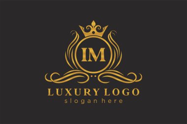 IM Letter Kraliyet Logosu Restoran, Kraliyet, Butik, Cafe, Otel, Heraldic, Mücevher, Moda ve diğer vektör çizimleri için vektör sanatı şablonu.