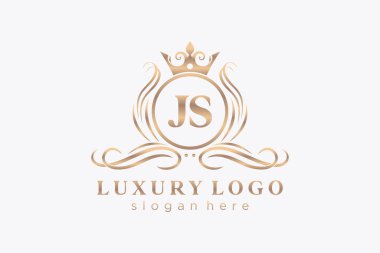 Restoran, Kraliyet Logosu, Butik, Cafe, Otel, Heraldic, Mücevher, Moda ve diğer vektör illüstrasyonları için vektör sanatı şablonu.