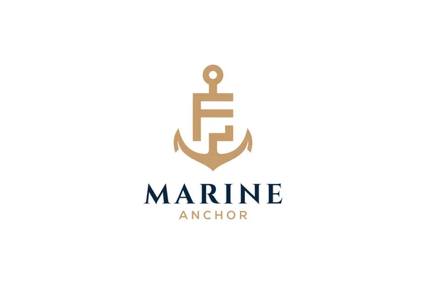 Brief Monogram Ankerlogotype Logo Van Jachtclub Maritiem — Stockvector