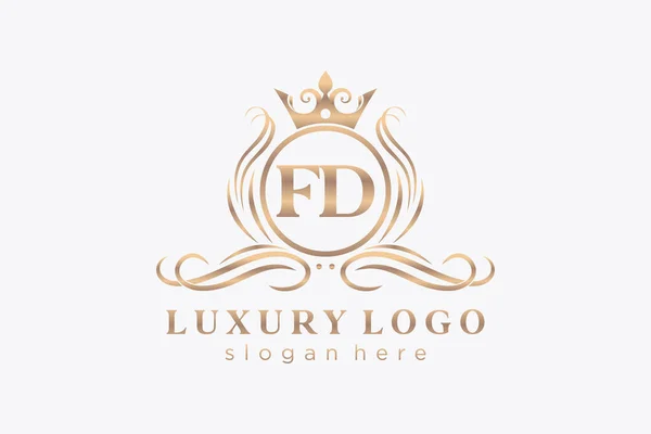 Letter Royal Luxury Logo Template Vector Art Restaurant Royalty Boutique — Vetor de Stock