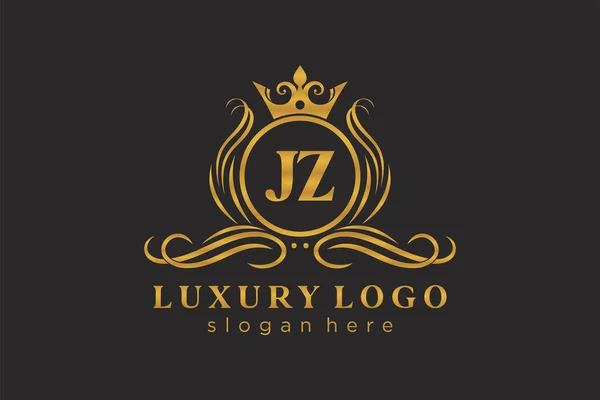 Jz字母Royal Luxury标志模板 用于餐馆 皇家酒店 精品店 咖啡店 希尔迪奇酒店 时装和其他矢量插图的矢量艺术 — 图库矢量图片