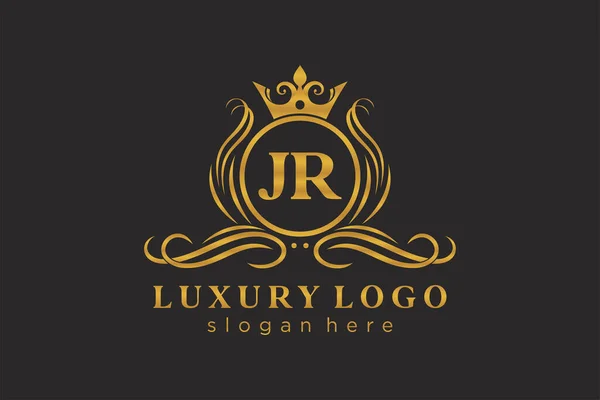 Jr字母Royal Luxury标志模板 用于餐馆 皇家酒店 精品店 咖啡店 希尔迪奇酒店 时装和其他矢量插图的矢量艺术 — 图库矢量图片