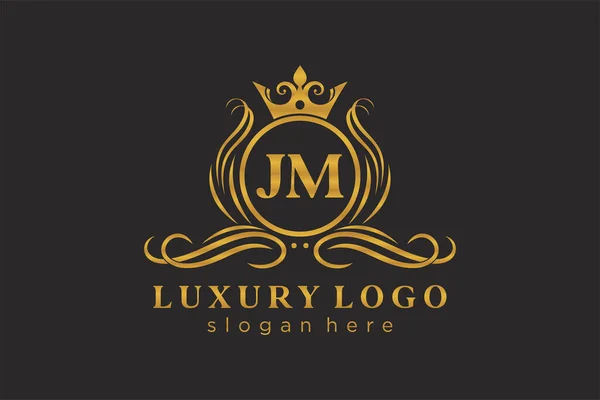 Jm字母Royal Luxury标志模板 用于餐馆 皇家酒店 精品店 咖啡店 希尔迪奇酒店 时装和其他矢量插图的矢量艺术 — 图库矢量图片
