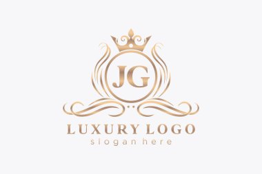JG Letter Kraliyet Logosu Restoran, Kraliyet, Butik, Cafe, Otel, Heraldic, Mücevher, Moda ve diğer vektör ilüstrasyonları için vektör sanatı şablonu.