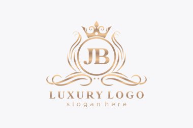 JB Letter Kraliyet Logosu Restoran, Kraliyet, Butik, Cafe, Otel, Heraldic, Mücevher, Moda ve diğer vektör çizimleri için vektör sanatı şablonu.