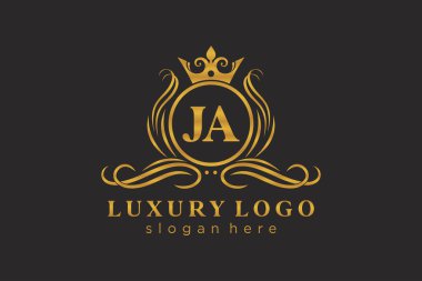 JA Kraliyet Logosu Restoran, Kraliyet, Butik, Cafe, Otel, Heraldic, Mücevher, Moda ve diğer vektör ilüstrasyonları için vektör sanatı şablonu.