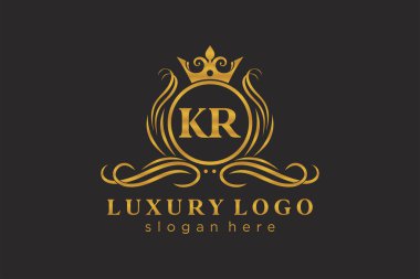 Restoran, Kraliyet Logosu, Restoran, Kraliyet, Butik, Cafe, Otel, Heraldic, Mücevher, Moda ve diğer vektör ilüstrasyonları için vektör sanatı şablonu.