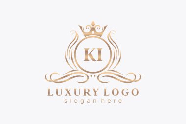 KI Letter Kraliyet Logosu Restoran, Kraliyet, Butik, Cafe, Otel, Heraldic, Mücevher, Moda ve diğer vektör ilüstrasyonları için vektör sanatı şablonu.