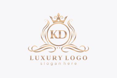 KD Letter Kraliyet Logosu Restoran, Kraliyet, Butik, Cafe, Otel, Heraldic, Mücevher, Moda ve diğer vektör ilüstrasyonları için vektör sanatı şablonu.