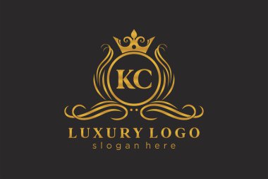 KC Letter Kraliyet Logosu Restoran, Kraliyet, Butik, Cafe, Otel, Heraldic, Mücevher, Moda ve diğer vektör ilüstrasyonları için vektör sanatı şablonu.