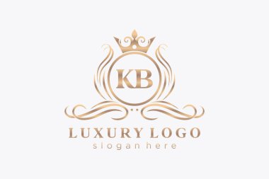 KB Letter Kraliyet Logosu Restoran, Kraliyet, Butik, Cafe, Otel, Heraldic, Mücevher, Moda ve diğer vektör ilüstrasyonları için vektör sanatı şablonu.