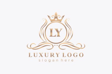 LY Letter Kraliyet Lüks Logosu Restoran, Kraliyet, Butik, Cafe, Otel, Heraldic, Mücevher, Moda ve diğer vektör çizimleri için vektör sanatı şablonu.