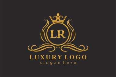 LR Letter Kraliyet Lüks Logosu Restoran, Kraliyet, Butik, Cafe, Otel, Heraldic, Mücevher, Moda ve diğer vektör ilüstrasyonları için vektör sanatı şablonu.