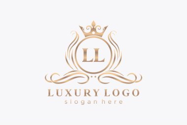 LL Kraliyet Lüks Logosu Restoran, Kraliyet, Butik, Cafe, Otel, Heraldic, Mücevher, Moda ve diğer vektör çizimleri için vektör sanatı şablonu.