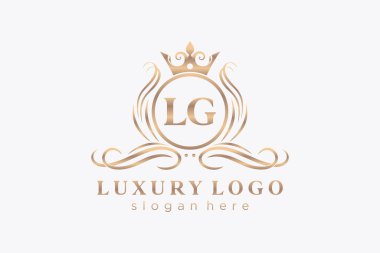 LG Letter Kraliyet Logosu Restoran, Kraliyet, Butik, Cafe, Otel, Heraldic, Mücevher, Moda ve diğer vektör ilüstrasyonları için vektör sanatı şablonu.