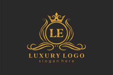 Restoran, Kraliyet, Butik, Cafe, Otel, Heraldic, Mücevher, Moda ve diğer vektör illüstrasyonları için Kraliyet Lekesi Logosu vektör sanatı şablonu.