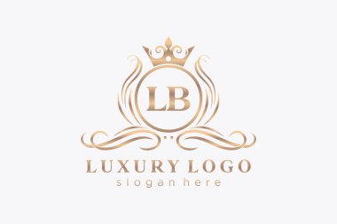 LB Letter Kraliyet Logosu Restoran, Kraliyet, Butik, Cafe, Otel, Heraldic, Mücevher, Moda ve diğer vektör çizimleri için vektör sanatı şablonu.