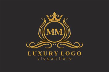 Restoran, Kraliyet Logosu, Butik, Cafe, Otel, Heraldic, Mücevher, Moda ve diğer vektör illüstrasyonları için vektör sanatı şablonu..