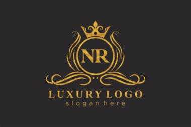 NR Letter Kraliyet Logosu Restoran, Kraliyet, Butik, Cafe, Otel, Heraldic, Mücevher, Moda ve diğer vektör ilüstrasyonları için vektör sanatı şablonu.