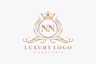 NN Kraliyet Logosu Restoran, Kraliyet, Butik, Cafe, Otel, Heraldic, Mücevher, Moda ve diğer vektör ilüstrasyonları için vektör sanatı şablonu.