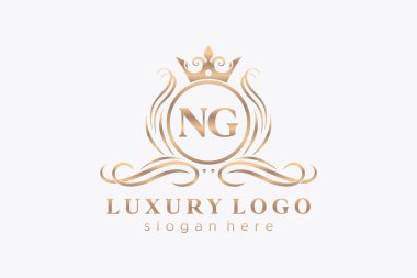 NG Letter Kraliyet Logosu Restoran, Kraliyet, Butik, Cafe, Otel, Heraldic, Mücevher, Moda ve diğer vektör ilüstrasyonları için vektör sanatı şablonu.