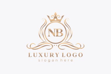 NB Harfi Kraliyet Logosu Restoran, Kraliyet, Butik, Cafe, Otel, Heraldic, Mücevher, Moda ve diğer vektör ilüstrasyonları için vektör sanatı şablonu.
