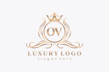 Restoran, Kraliyet Logosu, Butik, Cafe, Otel, Heraldic, Mücevher, Moda ve diğer vektör illüstrasyonları için vektör sanatı şablonu.