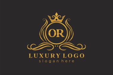 Ya da Kraliyet Logosu Restoran, Kraliyet, Butik, Cafe, Otel, Heraldic, Mücevher, Moda ve diğer vektör çizimleri için vektör sanatı şablonu.