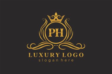 Restoran, Kraliyet Logosu, Butik, Cafe, Otel, Heraldic, Mücevher, Moda ve diğer vektör illüstrasyonları için vektör sanatı şablonu.