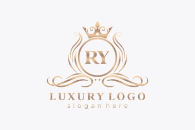 RY Letter Kraliyet Logosu Restoran, Kraliyet, Butik, Cafe, Otel, Heraldic, Mücevher, Moda ve diğer vektör çizimleri için vektör sanatı şablonu.