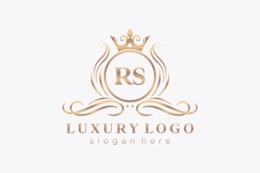 RS Harfi Kraliyet Logosu Restoran, Kraliyet, Butik, Cafe, Otel, Heraldic, Mücevher, Moda ve diğer vektör çizimleri için vektör sanatı şablonu.