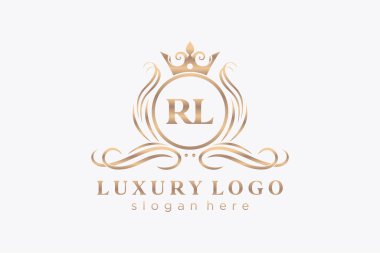 RL Letter Kraliyet Logosu Restoran, Kraliyet, Butik, Cafe, Otel, Heraldic, Mücevher, Moda ve diğer vektör ilüstrasyonları için vektör sanatı şablonu.