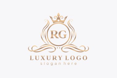 RG Letter Kraliyet Logosu Restoran, Kraliyet, Butik, Cafe, Otel, Heraldic, Mücevher, Moda ve diğer vektör ilüstrasyonları için vektör sanatı şablonu.