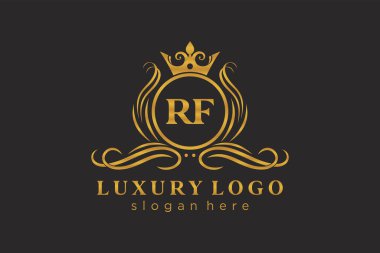 RF Kraliyet Logosu Restoran, Kraliyet, Butik, Cafe, Otel, Heraldic, Mücevher, Moda ve diğer vektör ilüstrasyonları için vektör sanatı şablonu.