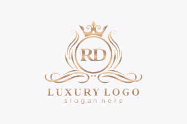 RD Kraliyet Logosu Restoran, Kraliyet, Butik, Cafe, Otel, Heraldic, Mücevher, Moda ve diğer vektör illüstrasyonları için vektör sanatı şablonu.