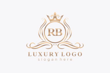 RB Letter Kraliyet Logosu Restoran, Kraliyet, Butik, Cafe, Otel, Heraldic, Mücevher, Moda ve diğer vektör ilüstrasyonları için vektör sanatı şablonu.