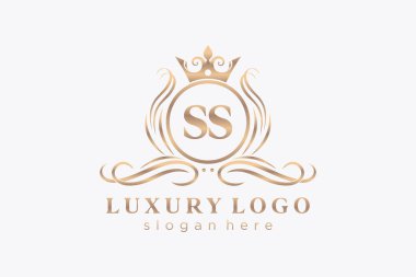 SS Harfi Kraliyet Logosu Restoran, Kraliyet, Butik, Cafe, Otel, Heraldic, Mücevher, Moda ve diğer vektör çizimleri için vektör sanatı şablonu.