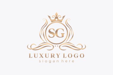 SG Letter Kraliyet Logosu Restoran, Kraliyet, Butik, Cafe, Otel, Heraldic, Mücevher, Moda ve diğer vektör ilüstrasyonları için vektör sanatı şablonu.