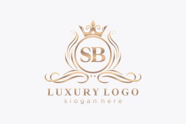 SB Letter Kraliyet Logosu Restoran, Kraliyet, Butik, Cafe, Otel, Heraldic, Mücevher, Moda ve diğer vektör ilüstrasyonları için vektör sanatı şablonu.
