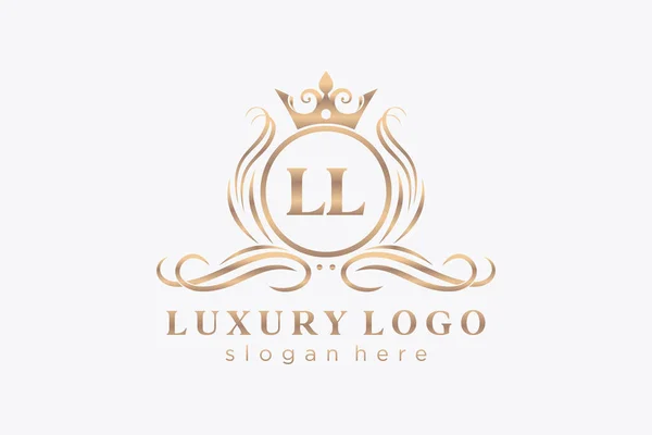 Ll字母Royal Luxury标志模板 用于餐馆 皇家酒店 精品店 咖啡店 Heraldic 时装和其他矢量插图的矢量艺术 — 图库矢量图片